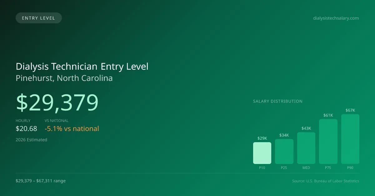 Dialysis Technician Entry Level Salary in Pinehurst, NC — 2026 est., based on 2025 BLS