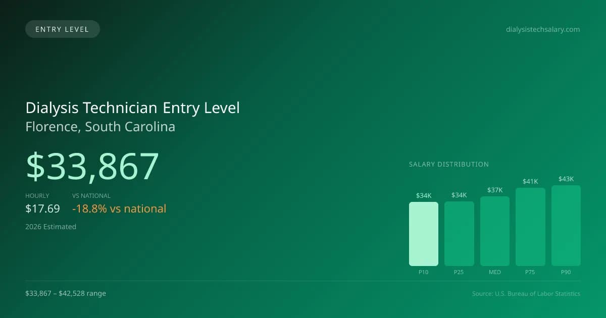 Dialysis Technician Entry Level Salary in Florence, SC — 2026 est., based on 2025 BLS