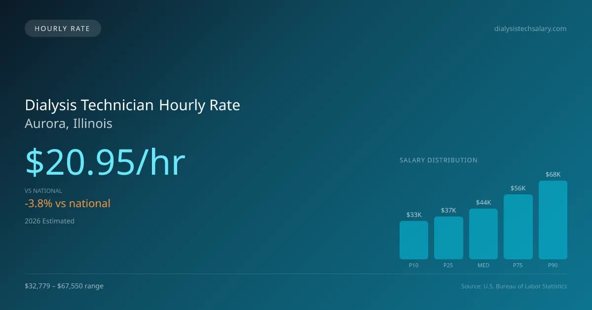 Dialysis Technician Hourly Rate in Aurora, IL — 2026 est., based on 2025 BLS