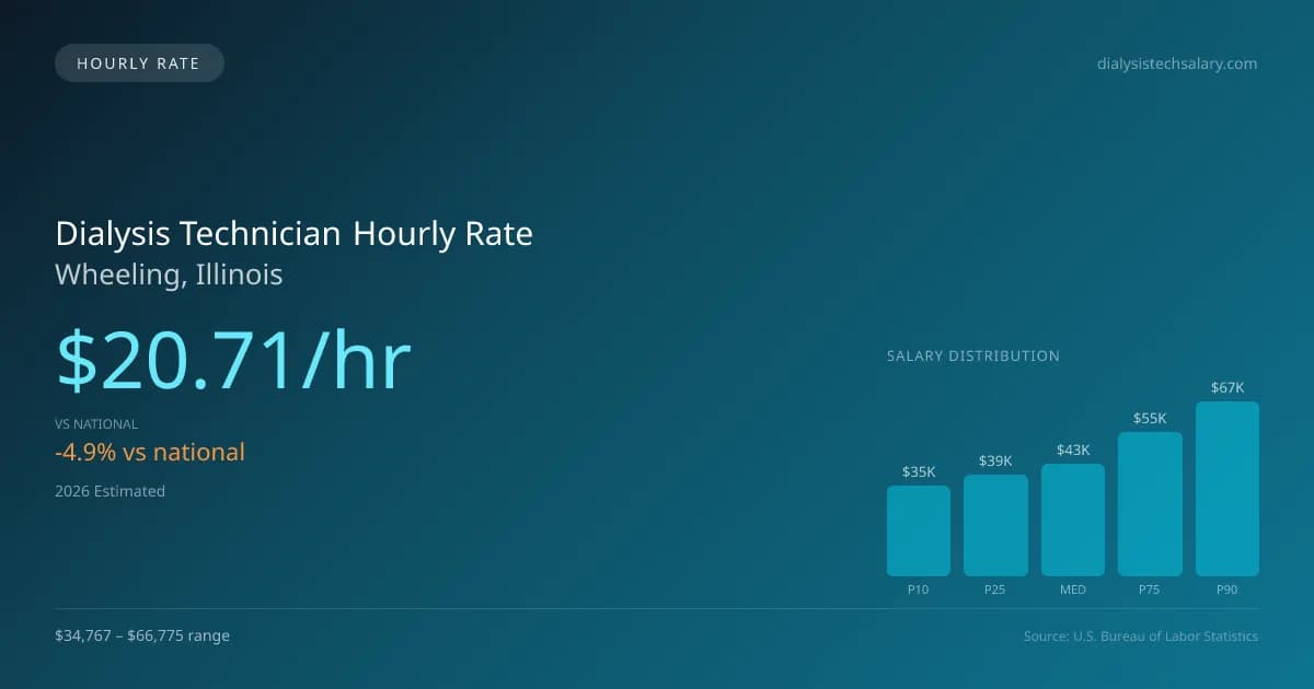Dialysis Technician Hourly Rate in Wheeling, IL — 2026 est., based on 2025 BLS
