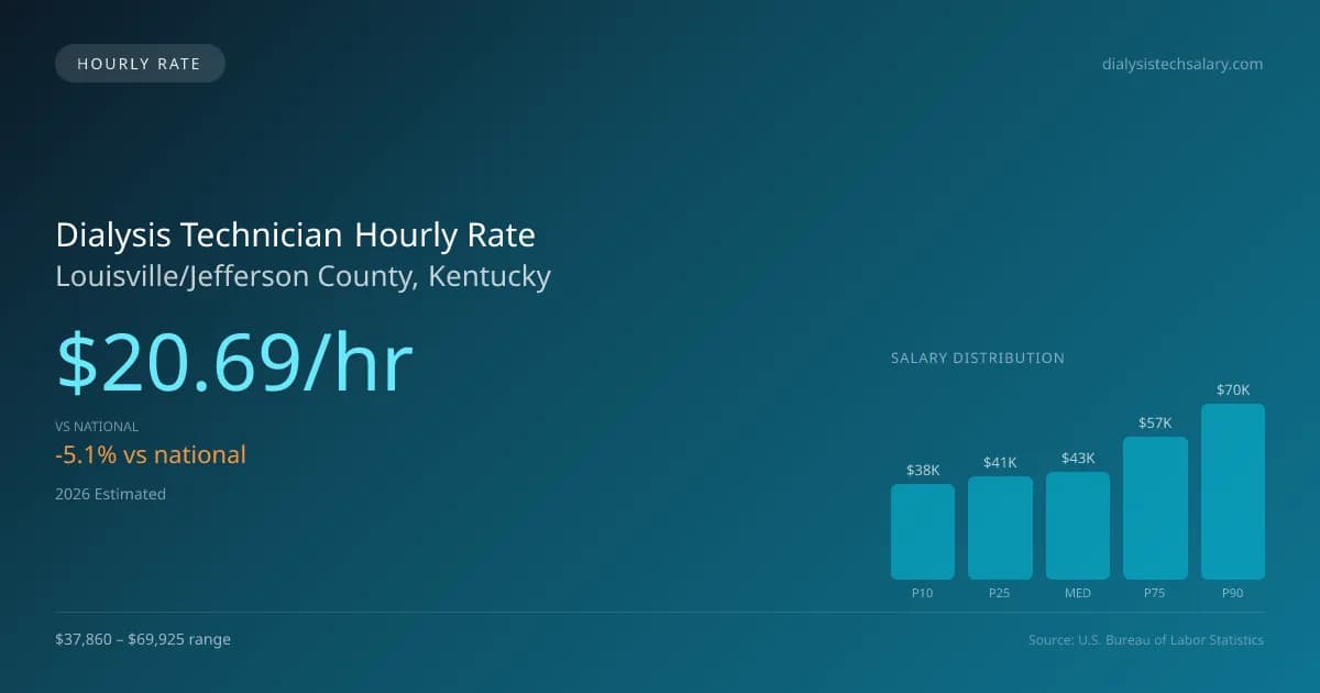 Dialysis Technician Hourly Rate in Louisville/Jefferson County, KY — 2026 est., based on 2025 BLS