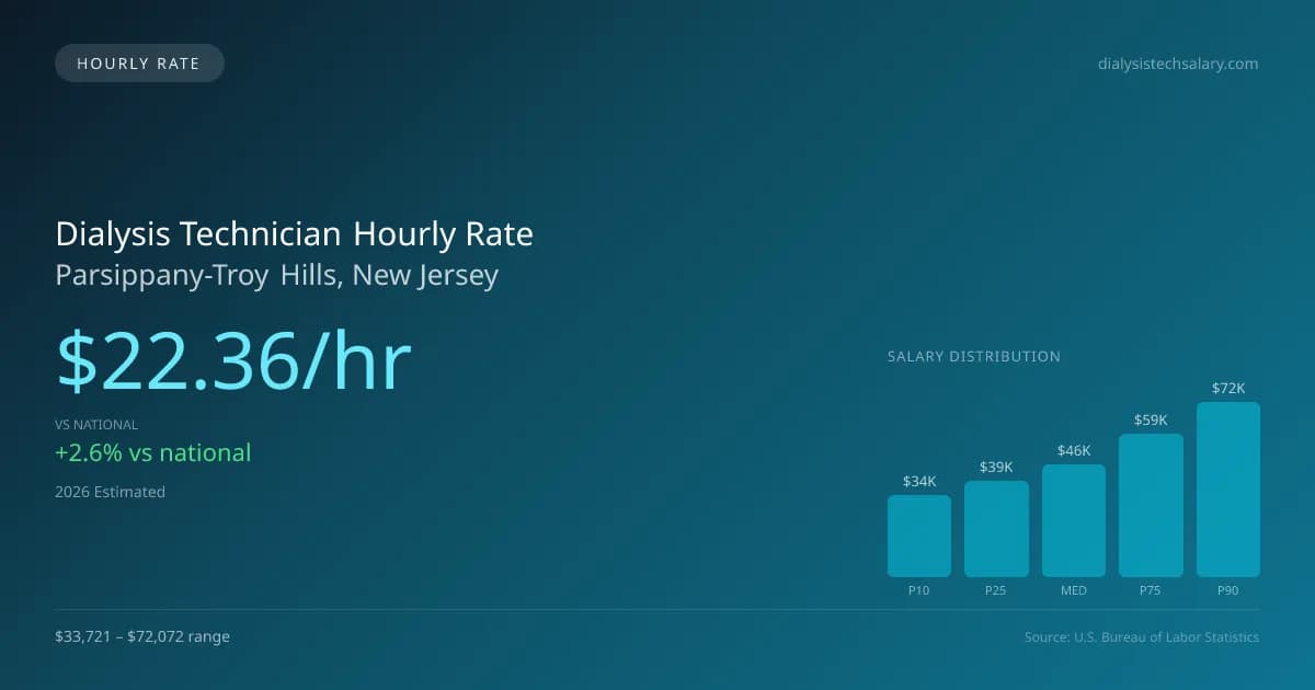 Dialysis Technician Hourly Rate in Parsippany-Troy Hills, NJ — 2026 est., based on 2025 BLS