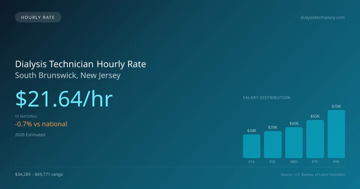 Dialysis Technician Hourly Rate in South Brunswick, NJ — 2026 est., based on 2025 BLS