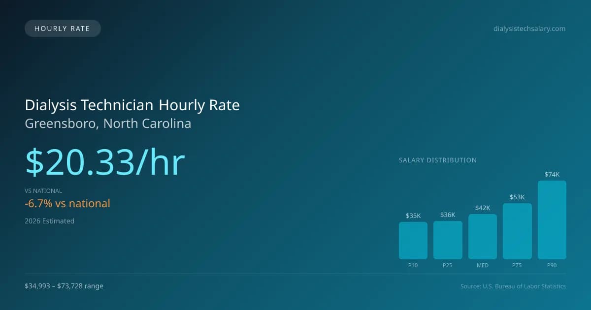 Dialysis Technician Hourly Rate in Greensboro, NC — 2026 est., based on 2025 BLS