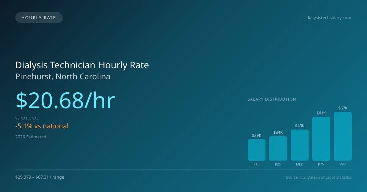 Dialysis Technician Hourly Rate in Pinehurst, NC — 2026 est., based on 2025 BLS