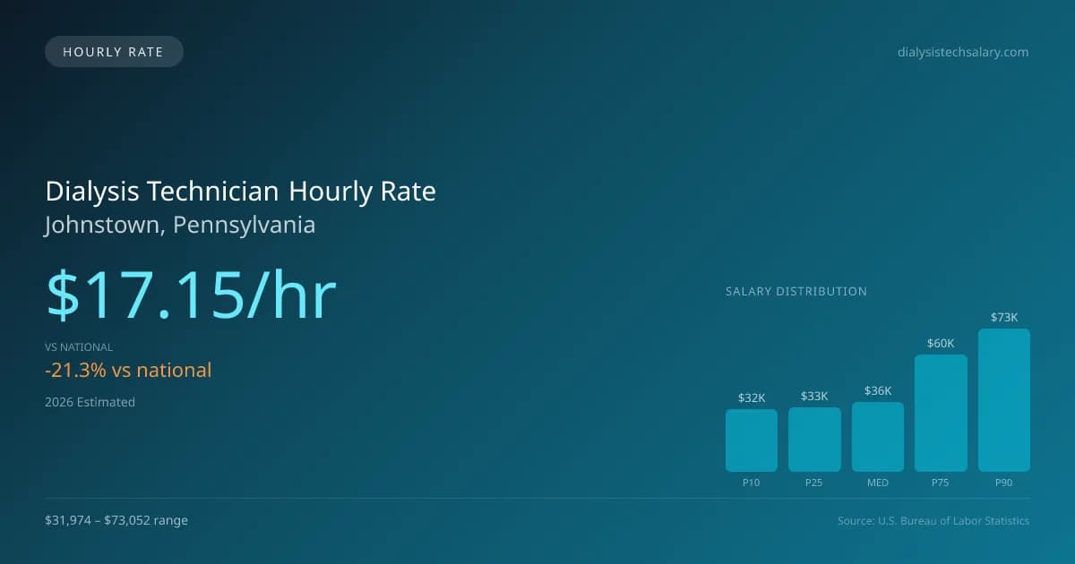 Dialysis Technician Hourly Rate in Johnstown, PA — 2026 est., based on 2025 BLS