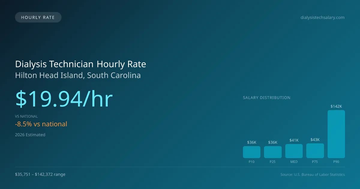 Dialysis Technician Hourly Rate in Hilton Head Island, SC — 2026 est., based on 2025 BLS