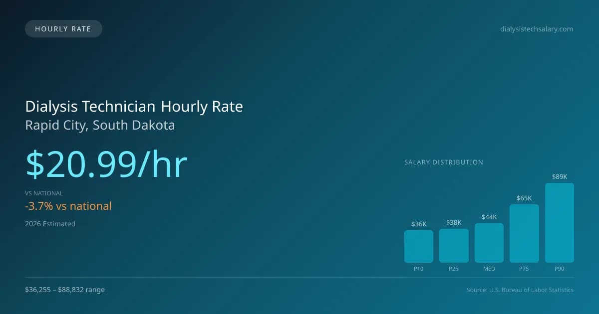 Dialysis Technician Hourly Rate in Rapid City, SD — 2026 est., based on 2025 BLS