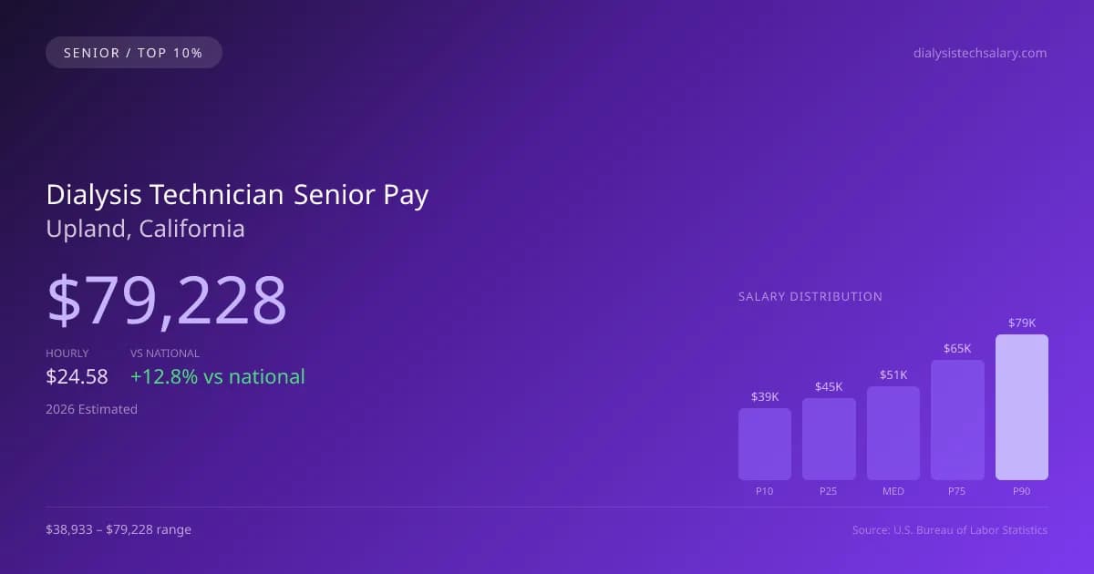 Dialysis Technician Senior Salary in Upland, CA — 2026 est., based on 2025 BLS