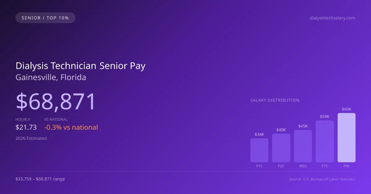 Dialysis Technician Senior Salary in Gainesville, FL — 2026 est., based on 2025 BLS