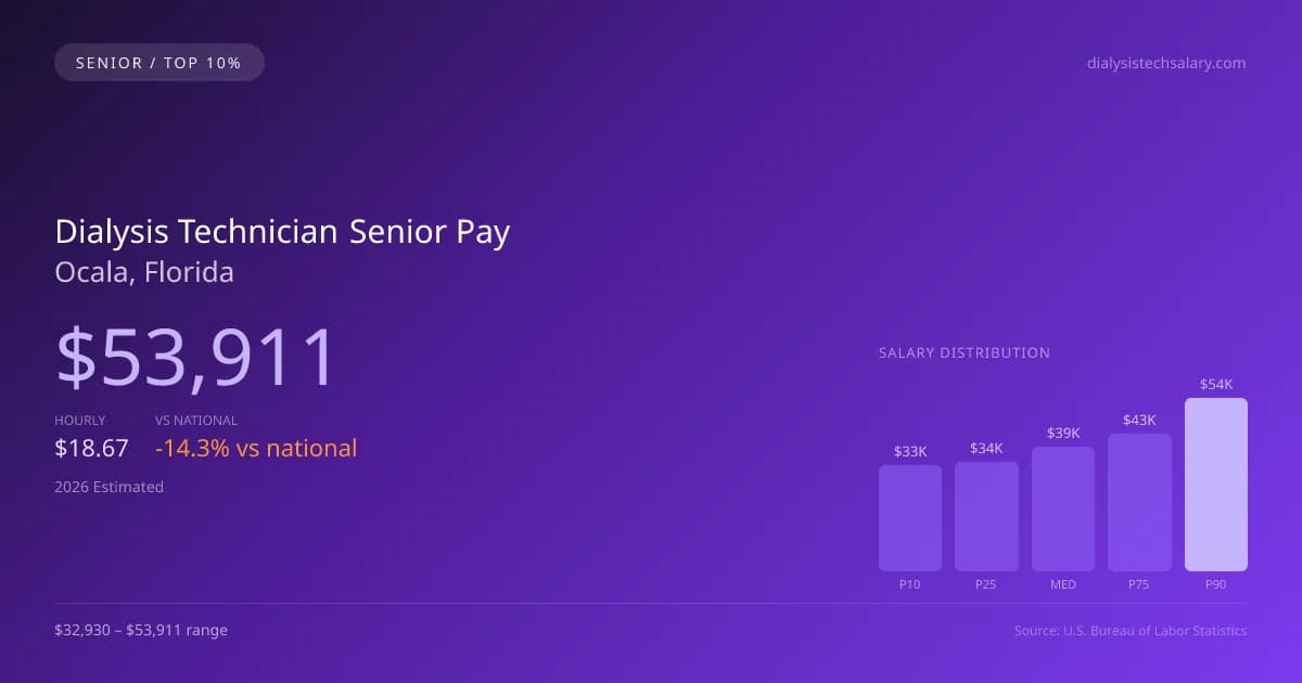 Dialysis Technician Senior Salary in Ocala, FL — 2026 est., based on 2025 BLS