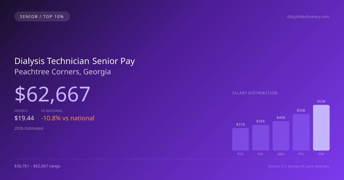 Dialysis Technician Senior Salary in Peachtree Corners, GA — 2026 est., based on 2025 BLS