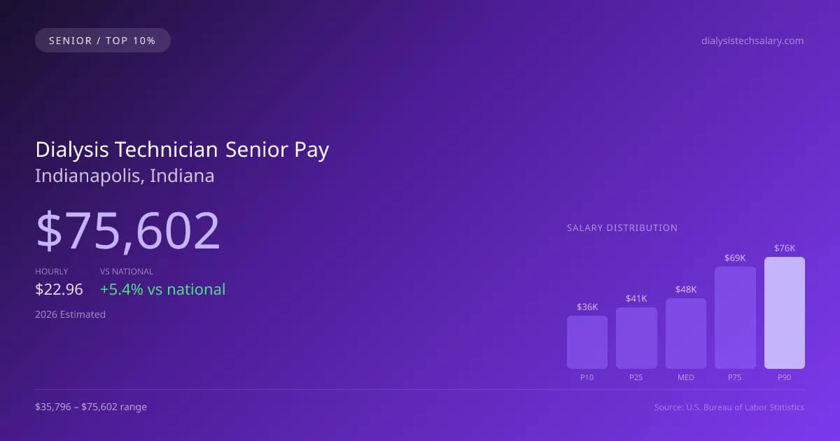 Dialysis Technician Senior Salary in Indianapolis, IN — 2026 est., based on 2025 BLS
