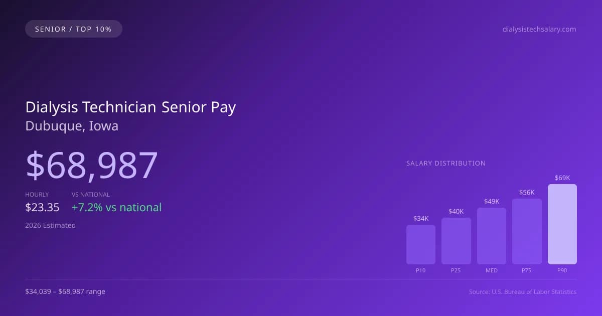 Dialysis Technician Senior Salary in Dubuque, IA — 2026 est., based on 2025 BLS