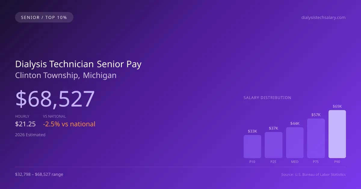 Dialysis Technician Senior Salary in Clinton Township, MI — 2026 est., based on 2025 BLS
