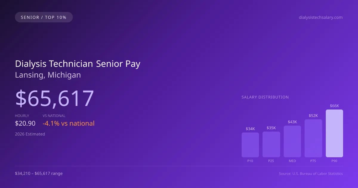Dialysis Technician Senior Salary in Lansing, MI — 2026 est., based on 2025 BLS