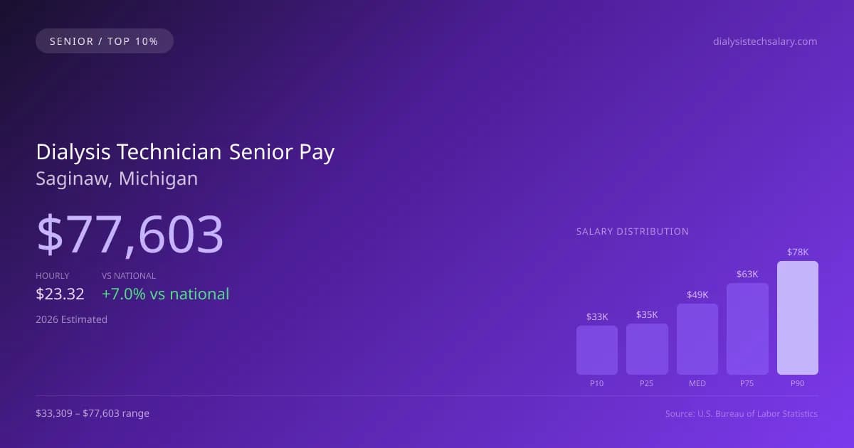 Dialysis Technician Senior Salary in Saginaw, MI — 2026 est., based on 2025 BLS