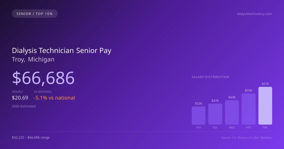 Dialysis Technician Senior Salary in Troy, MI — 2026 est., based on 2025 BLS
