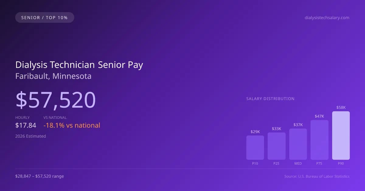 Dialysis Technician Senior Salary in Faribault, MN — 2026 est., based on 2025 BLS