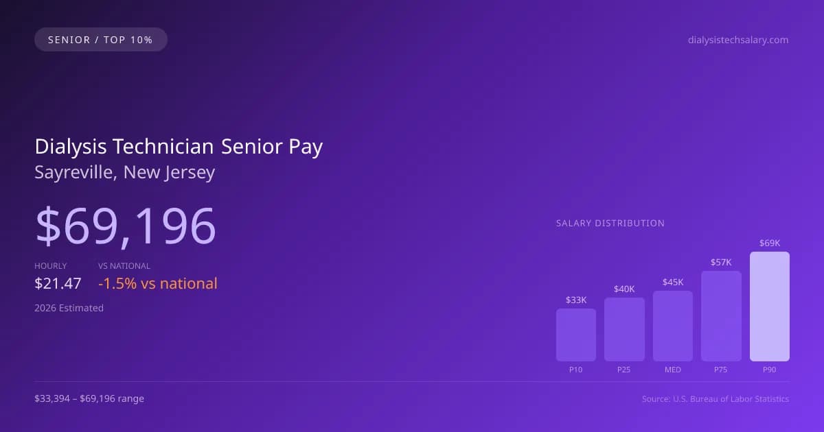Dialysis Technician Senior Salary in Sayreville, NJ — 2026 est., based on 2025 BLS