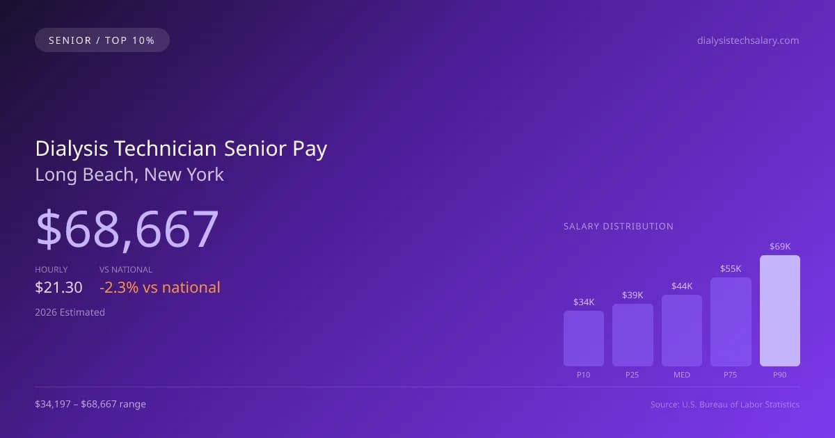 Dialysis Technician Senior Salary in Long Beach, NY — 2026 est., based on 2025 BLS