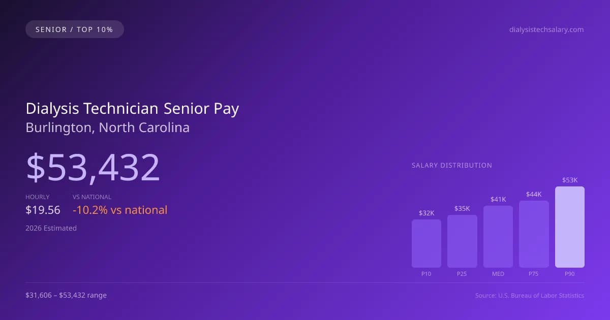 Dialysis Technician Senior Salary in Burlington, NC — 2026 est., based on 2025 BLS