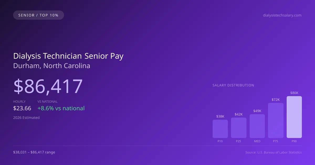 Dialysis Technician Senior Salary in Durham, NC — 2026 est., based on 2025 BLS