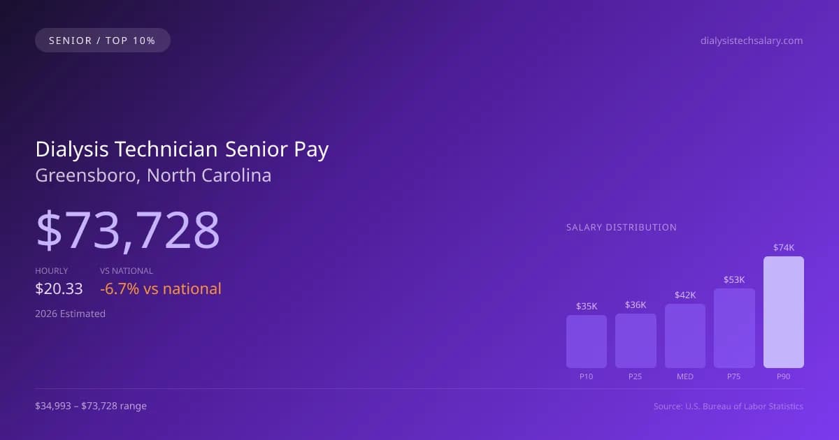 Dialysis Technician Senior Salary in Greensboro, NC — 2026 est., based on 2025 BLS