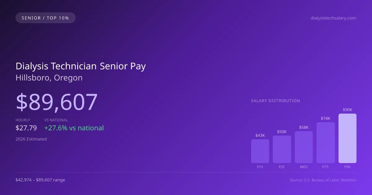 Dialysis Technician Senior Salary in Hillsboro, OR — 2026 est., based on 2025 BLS