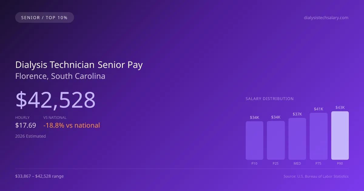 Dialysis Technician Senior Salary in Florence, SC — 2026 est., based on 2025 BLS