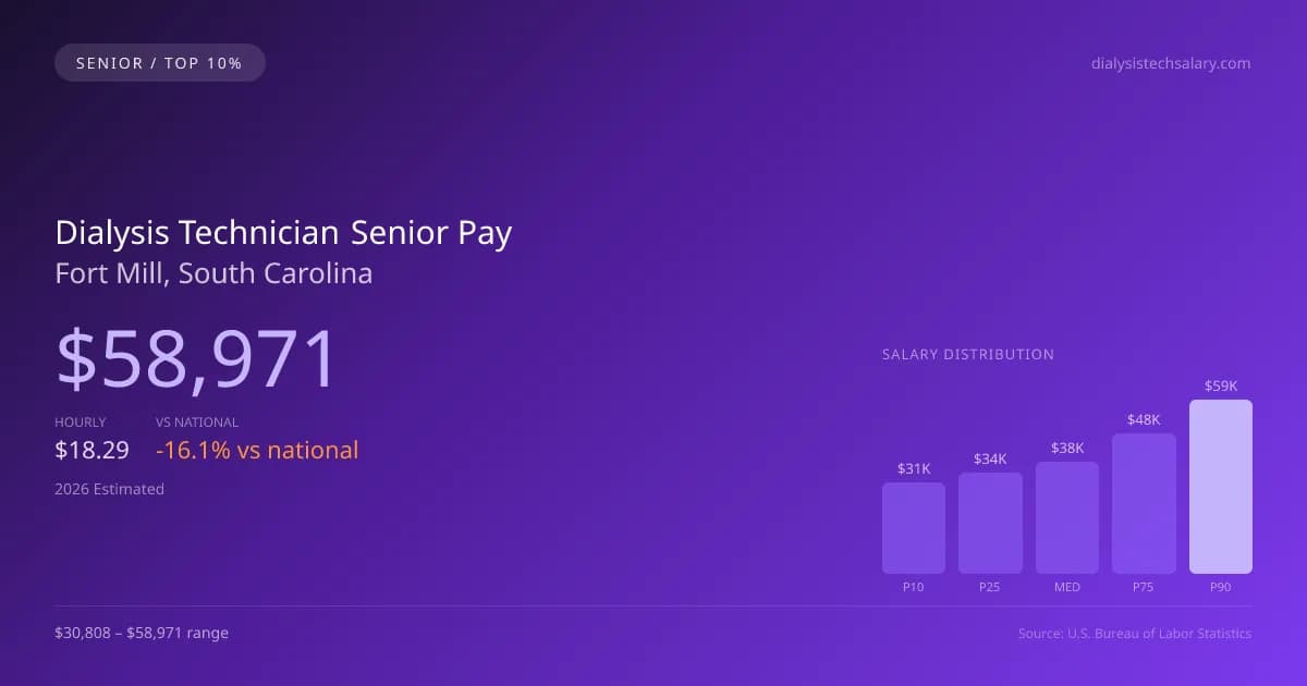 Dialysis Technician Senior Salary in Fort Mill, SC — 2026 est., based on 2025 BLS