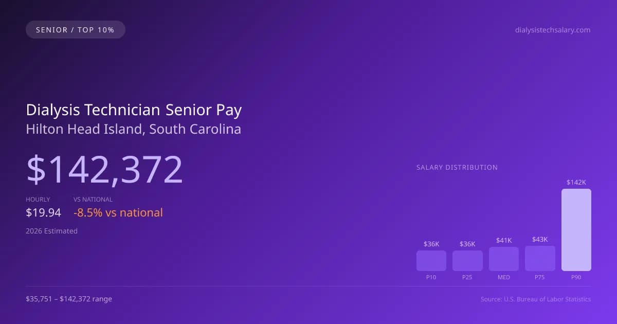 Dialysis Technician Senior Salary in Hilton Head Island, SC — 2026 est., based on 2025 BLS