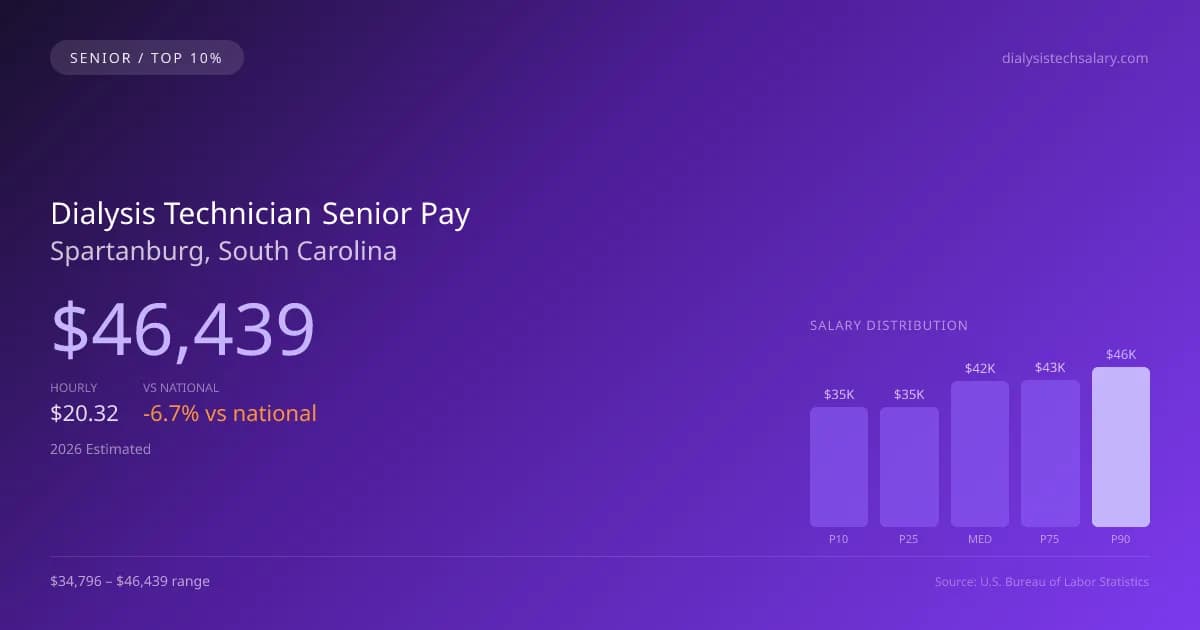 Dialysis Technician Senior Salary in Spartanburg, SC — 2026 est., based on 2025 BLS