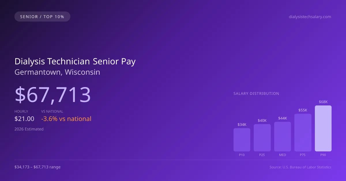 Dialysis Technician Senior Salary in Germantown, WI — 2026 est., based on 2025 BLS