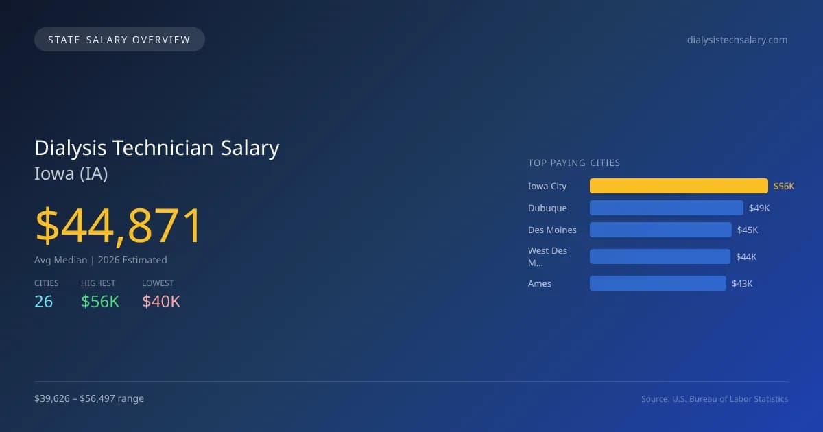 Dialysis Technician Salary in Iowa - 2025 BLS Data Infographic