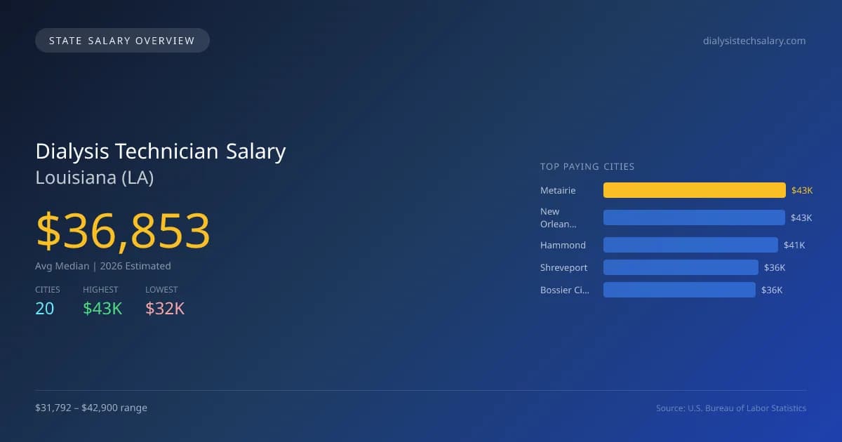 Dialysis Technician Salary in Louisiana - 2025 BLS Data Infographic