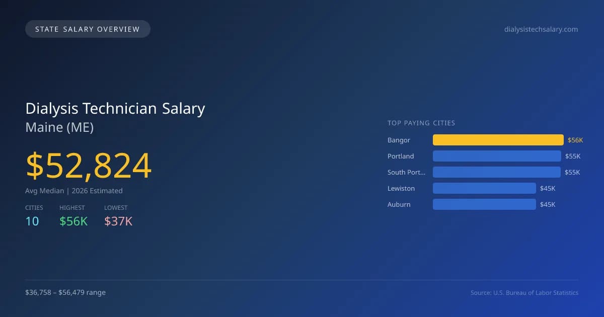 Dialysis Technician Salary in Maine - 2025 BLS Data Infographic