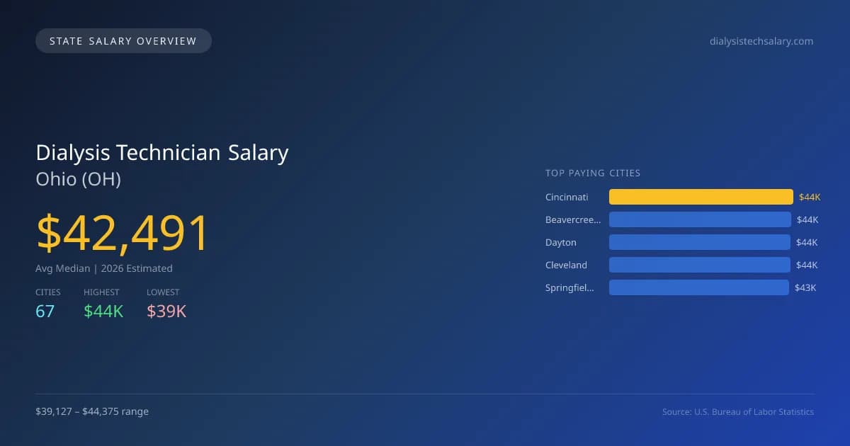 Dialysis Technician Salary in Ohio - 2025 BLS Data Infographic