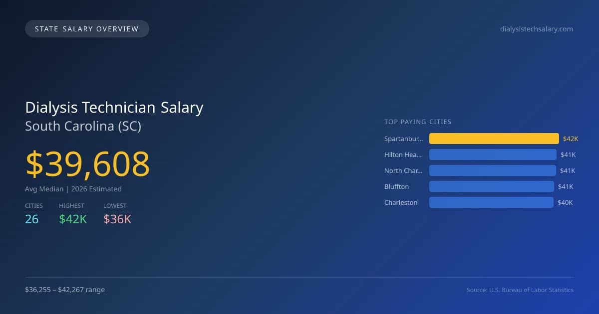Dialysis Technician Salary in South Carolina - 2025 BLS Data Infographic