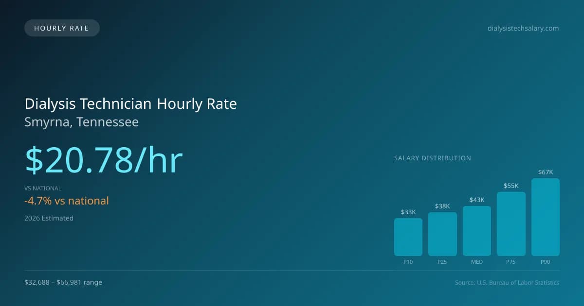 Dialysis Technician Hourly Rate in Smyrna, TN — 2026 est., based on 2025 BLS