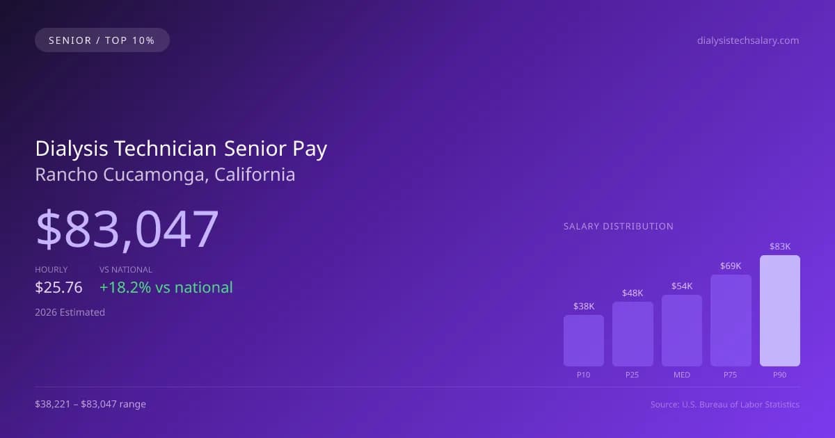 Dialysis Technician Senior Salary in Rancho Cucamonga, CA — 2026 est., based on 2025 BLS