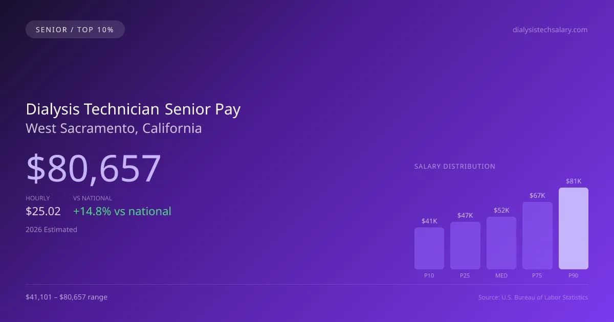 Dialysis Technician Senior Salary in West Sacramento, CA — 2026 est., based on 2025 BLS