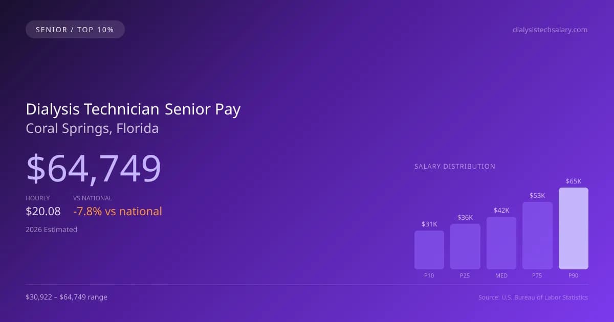 Dialysis Technician Senior Salary in Coral Springs, FL — 2026 est., based on 2025 BLS