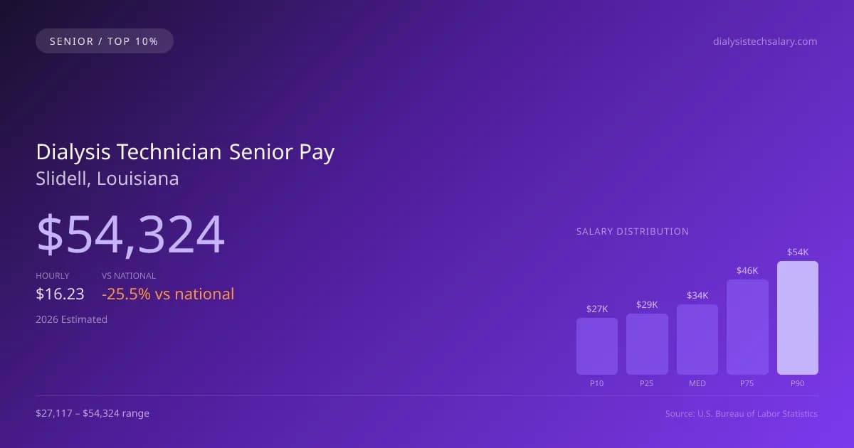 Dialysis Technician Senior Salary in Slidell, LA — 2026 est., based on 2025 BLS