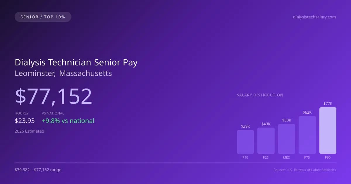 Dialysis Technician Senior Salary in Leominster, MA — 2026 est., based on 2025 BLS
