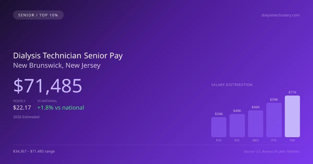 Dialysis Technician Senior Salary in New Brunswick, NJ — 2026 est., based on 2025 BLS