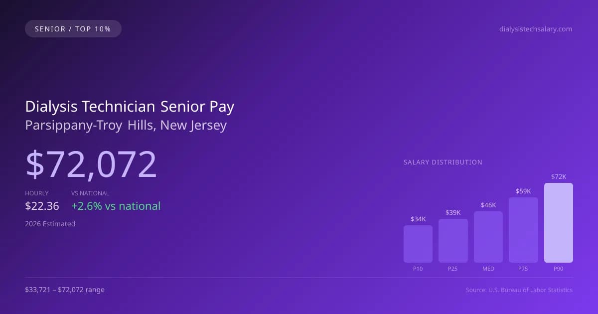 Dialysis Technician Senior Salary in Parsippany-Troy Hills, NJ — 2026 est., based on 2025 BLS