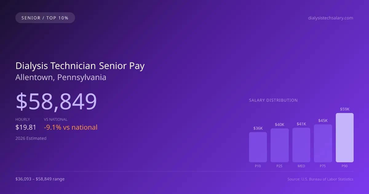 Dialysis Technician Senior Salary in Allentown, PA — 2026 est., based on 2025 BLS