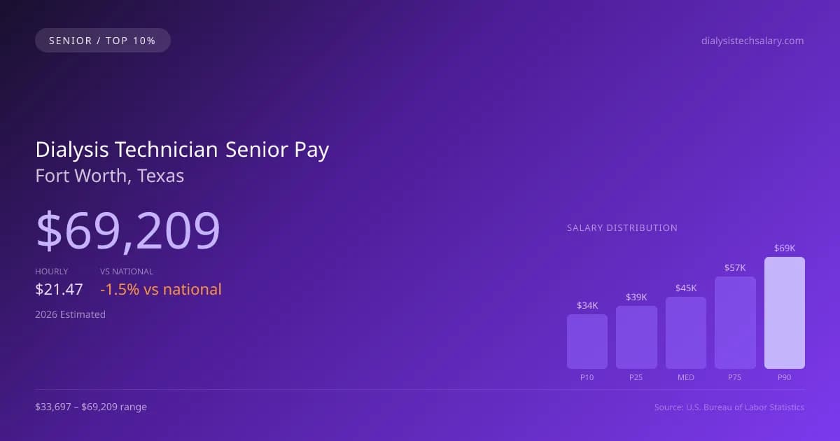 Dialysis Technician Senior Salary in Fort Worth, TX — 2026 est., based on 2025 BLS