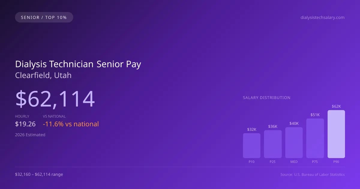Dialysis Technician Senior Salary in Clearfield, UT — 2026 est., based on 2025 BLS